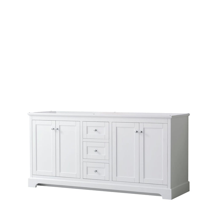 Wyndham Collection WCV232372DWHCXSXXMXX Avery 72 Inch Double Bathroom Vanity in White, No Countertop, No Sinks, and No Mirror