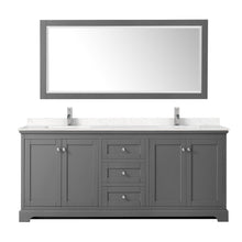Load image into Gallery viewer, Wyndham Collection WCV232380DKGC2UNSMXX Avery 80 Inch Double Bathroom Vanity in Dark Gray, Light-Vein Carrara Cultured Marble Countertop, Undermount Square Sinks, No Mirror