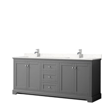 Load image into Gallery viewer, Wyndham Collection WCV232380DKGC2UNSMXX Avery 80 Inch Double Bathroom Vanity in Dark Gray, Light-Vein Carrara Cultured Marble Countertop, Undermount Square Sinks, No Mirror