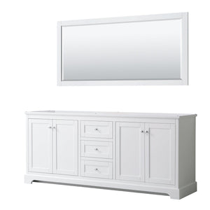 Wyndham Collection WCV232380DWHCXSXXM70 Avery 80 Inch Double Bathroom Vanity in White, No Countertop, No Sinks, and 70 Inch Mirror