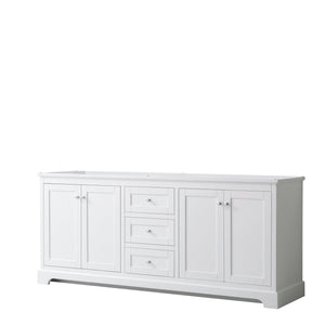 Wyndham Collection WCV232380DWHCXSXXMXX Avery 80 Inch Double Bathroom Vanity in White, No Countertop, No Sinks, and No Mirror