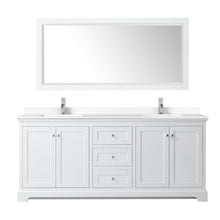 Load image into Gallery viewer, Wyndham Collection WCV232380DWHWCUNSMXX Avery 80 Inch Double Bathroom Vanity in White, White Cultured Marble Countertop, Undermount Square Sinks, No Mirror