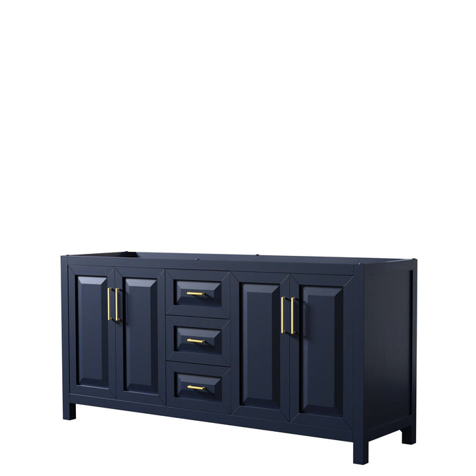 Wyndham Collection WCV252572DBLCXSXXMXX Daria 72 Inch Double Bathroom Vanity in Dark Blue, No Countertop, No Sink, No Mirror