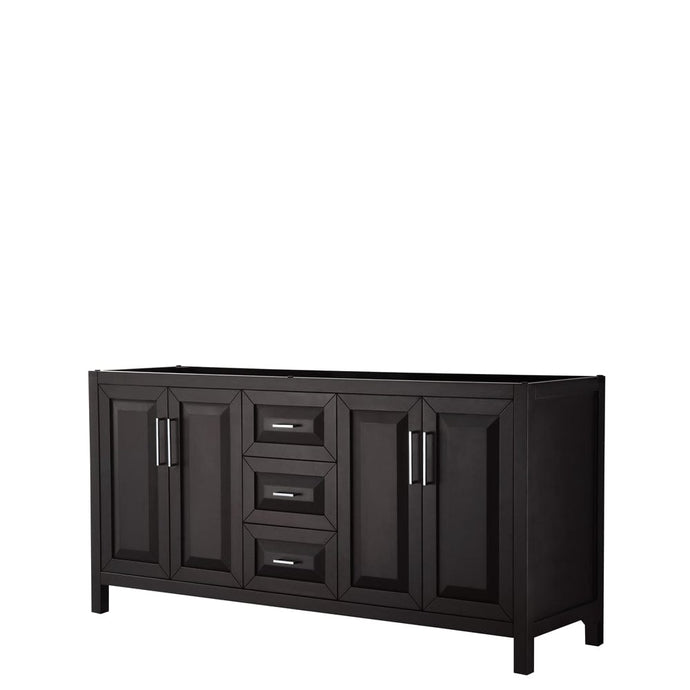 Wyndham Collection WCV252572DDECXSXXMXX Daria 72 Inch Double Bathroom Vanity in Dark Espresso, No Countertop, No Sink, and No Mirror