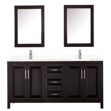Load image into Gallery viewer, Wyndham Collection WCV252572DDEWCUNSMED Daria 72 Inch Double Bathroom Vanity in Dark Espresso, White Cultured Marble Countertop, Undermount Square Sinks, Medicine Cabinets