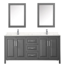Load image into Gallery viewer, Wyndham Collection WCV252572DKGC2UNSMED Daria 72 Inch Double Bathroom Vanity in Dark Gray, Light-Vein Carrara Cultured Marble Countertop, Undermount Square Sinks, Medicine Cabinets