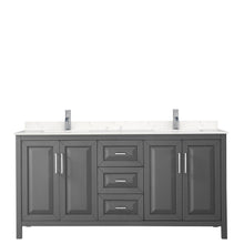Load image into Gallery viewer, Wyndham Collection WCV252572DKGC2UNSMXX Daria 72 Inch Double Bathroom Vanity in Dark Gray, Light-Vein Carrara Cultured Marble Countertop, Undermount Square Sinks, No Mirror
