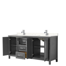 Load image into Gallery viewer, Wyndham Collection WCV252572DKGC2UNSMXX Daria 72 Inch Double Bathroom Vanity in Dark Gray, Light-Vein Carrara Cultured Marble Countertop, Undermount Square Sinks, No Mirror
