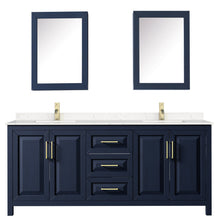 Load image into Gallery viewer, Wyndham Collection WCV252580DBLC2UNSMED Daria 80 Inch Double Bathroom Vanity in Dark Blue, Light-Vein Carrara Cultured Marble Countertop, Undermount Square Sinks, Medicine Cabinets