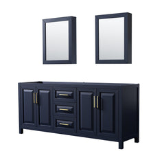 Load image into Gallery viewer, Wyndham Collection WCV252580DBLCXSXXMED Daria 80 Inch Double Bathroom Vanity in Dark Blue, No Countertop, No Sink, Medicine Cabinets