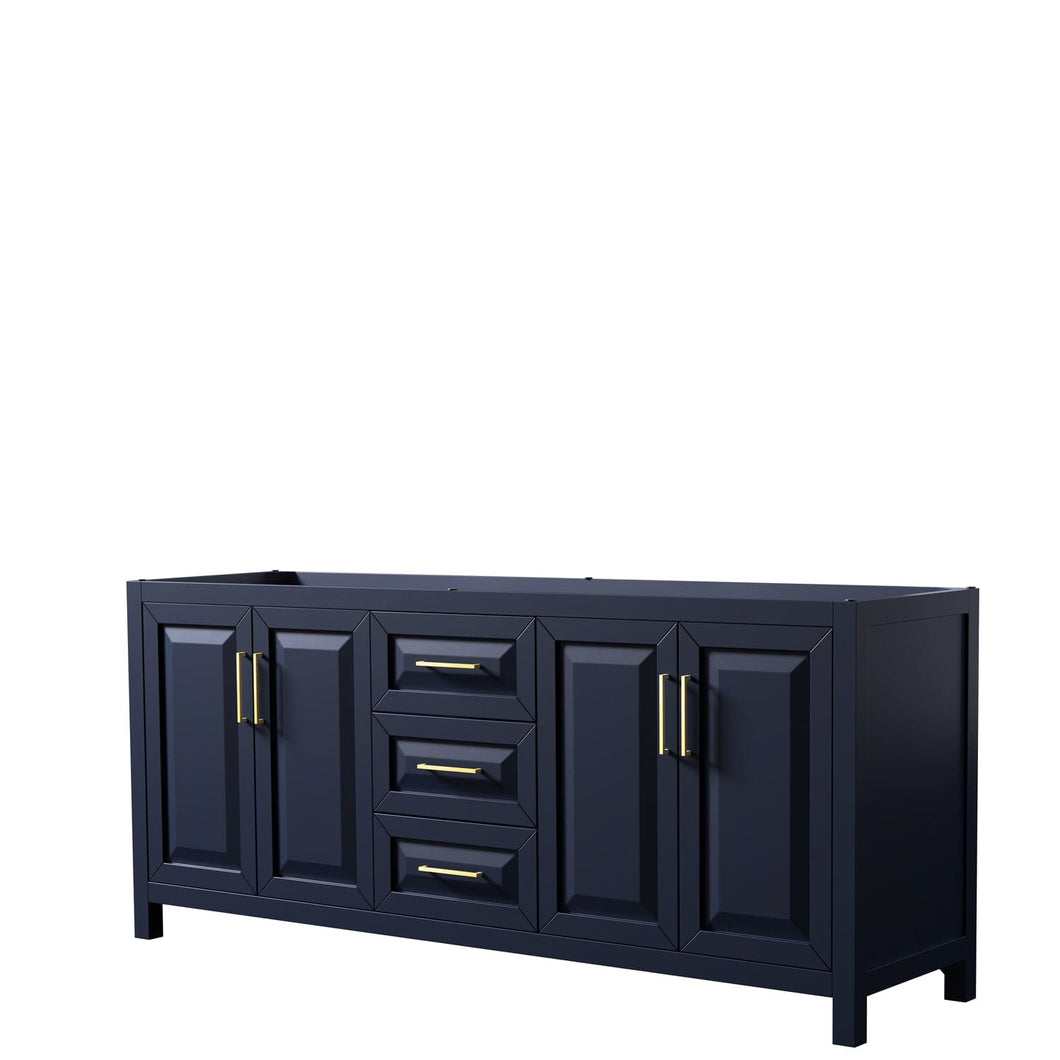 Wyndham Collection WCV252580DBLCXSXXMXX Daria 80 Inch Double Bathroom Vanity in Dark Blue, No Countertop, No Sink, No Mirror