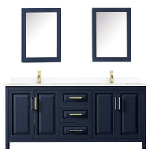 Load image into Gallery viewer, Wyndham Collection WCV252580DBLWCUNSMED Daria 80 Inch Double Bathroom Vanity in Dark Blue, White Cultured Marble Countertop, Undermount Square Sinks, Medicine Cabinets