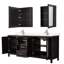 Load image into Gallery viewer, Wyndham Collection WCV252580DDEC2UNSMED Daria 80 Inch Double Bathroom Vanity in Dark Espresso, Light-Vein Carrara Cultured Marble Countertop, Undermount Square Sinks, Medicine Cabinets