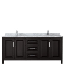 Load image into Gallery viewer, Wyndham Collection WCV252580DDECMUNSMXX Daria 80 Inch Double Bathroom Vanity in Dark Espresso, White Carrara Marble Countertop, Undermount Square Sinks, and No Mirror