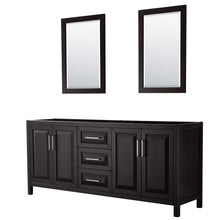 Load image into Gallery viewer, Wyndham Collection WCV252580DDECXSXXM24 Daria 80 Inch Double Bathroom Vanity in Dark Espresso, No Countertop, No Sink, and 24 Inch Mirrors