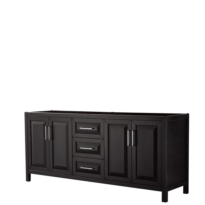 Wyndham Collection WCV252580DDECXSXXMXX Daria 80 Inch Double Bathroom Vanity in Dark Espresso, No Countertop, No Sink, and No Mirror