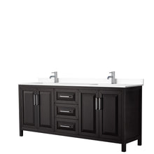 Load image into Gallery viewer, Wyndham Collection WCV252580DDEWCUNSMXX Daria 80 Inch Double Bathroom Vanity in Dark Espresso, White Cultured Marble Countertop, Undermount Square Sinks, No Mirror