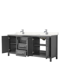 Load image into Gallery viewer, Wyndham Collection WCV252580DKGC2UNSMXX Daria 80 Inch Double Bathroom Vanity in Dark Gray, Light-Vein Carrara Cultured Marble Countertop, Undermount Square Sinks, No Mirror