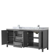 Load image into Gallery viewer, Wyndham Collection WCV252580DKGCMUNSMXX Daria 80 Inch Double Bathroom Vanity in Dark Gray, White Carrara Marble Countertop, Undermount Square Sinks, and No Mirror