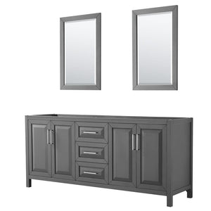 Wyndham Collection WCV252580DKGCXSXXM24 Daria 80 Inch Double Bathroom Vanity in Dark Gray, No Countertop, No Sink, and 24 Inch Mirrors