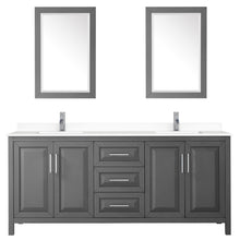 Load image into Gallery viewer, Wyndham Collection WCV252580DKGWCUNSM24 Daria 80 Inch Double Bathroom Vanity in Dark Gray, White Cultured Marble Countertop, Undermount Square Sinks, 24 Inch Mirrors