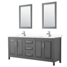 Load image into Gallery viewer, Wyndham Collection WCV252580DKGWCUNSM24 Daria 80 Inch Double Bathroom Vanity in Dark Gray, White Cultured Marble Countertop, Undermount Square Sinks, 24 Inch Mirrors
