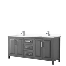 Load image into Gallery viewer, Wyndham Collection WCV252580DKGWCUNSMXX Daria 80 Inch Double Bathroom Vanity in Dark Gray, White Cultured Marble Countertop, Undermount Square Sinks, No Mirror