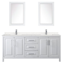 Load image into Gallery viewer, Wyndham Collection WCV252580DWHC2UNSM24 Daria 80 Inch Double Bathroom Vanity in White, Light-Vein Carrara Cultured Marble Countertop, Undermount Square Sinks, 24 Inch Mirrors
