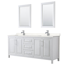 Load image into Gallery viewer, Wyndham Collection WCV252580DWHC2UNSM24 Daria 80 Inch Double Bathroom Vanity in White, Light-Vein Carrara Cultured Marble Countertop, Undermount Square Sinks, 24 Inch Mirrors