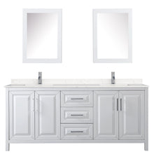 Load image into Gallery viewer, Wyndham Collection WCV252580DWHC2UNSMED Daria 80 Inch Double Bathroom Vanity in White, Light-Vein Carrara Cultured Marble Countertop, Undermount Square Sinks, Medicine Cabinets