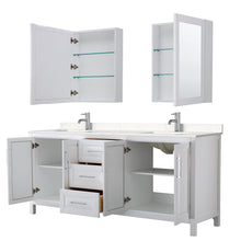 Load image into Gallery viewer, Wyndham Collection WCV252580DWHC2UNSMED Daria 80 Inch Double Bathroom Vanity in White, Light-Vein Carrara Cultured Marble Countertop, Undermount Square Sinks, Medicine Cabinets