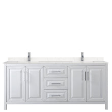 Load image into Gallery viewer, Wyndham Collection WCV252580DWHC2UNSMXX Daria 80 Inch Double Bathroom Vanity in White, Light-Vein Carrara Cultured Marble Countertop, Undermount Square Sinks, No Mirror