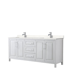 Load image into Gallery viewer, Wyndham Collection WCV252580DWHC2UNSMXX Daria 80 Inch Double Bathroom Vanity in White, Light-Vein Carrara Cultured Marble Countertop, Undermount Square Sinks, No Mirror