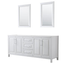 Load image into Gallery viewer, Wyndham Collection WCV252580DWHCXSXXM24 Daria 80 Inch Double Bathroom Vanity in White, No Countertop, No Sink, and 24 Inch Mirrors