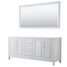 Load image into Gallery viewer, Wyndham Collection WCV252580DWHCXSXXM70 Daria 80 Inch Double Bathroom Vanity in White, No Countertop, No Sink, and 70 Inch Mirror