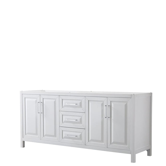 Wyndham Collection WCV252580DWHCXSXXMXX Daria 80 Inch Double Bathroom Vanity in White, No Countertop, No Sink, and No Mirror