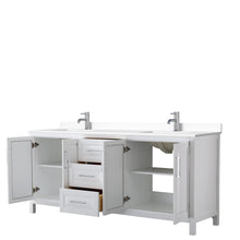 Load image into Gallery viewer, Wyndham Collection WCV252580DWHWCUNSMXX Daria 80 Inch Double Bathroom Vanity in White, White Cultured Marble Countertop, Undermount Square Sinks, No Mirror