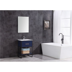 Legion Furniture WH7024-BL-PVC 24" BLUE FINISH SINK VANITY WITH BLACK METAL FRAME-PVC