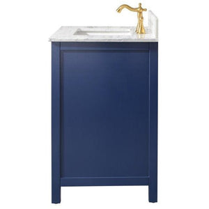 Legion Furniture WLF2130-B 30" BLUE FINISH SINK VANITY CABINET WITH CARRARA WHITE TOP