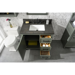 Legion Furniture WLF2136-PG 36" PEWTER GREEN FINISH SINK VANITY CABINET WITH BLUE LIME STONE TOP