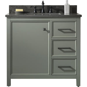 Legion Furniture WLF2136-PG 36" PEWTER GREEN FINISH SINK VANITY CABINET WITH BLUE LIME STONE TOP