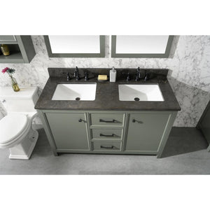 Legion Furniture WLF2154-PG 54" PEWTER GREEN FINISH DOUBLE SINK VANITY CABINET WITH BLUE LIME STONE TOP