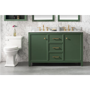 Legion Furniture WLF2154-VG 54" VOGUE GREEN FINISH DOUBLE SINK VANITY CABINET WITH CARRARA WHITE TOP