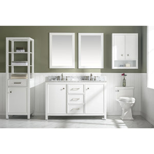 Legion Furniture WLF2154-W 54" WHITE FINISH DOUBLE SINK VANITY CABINET WITH CARRARA WHITE TOP
