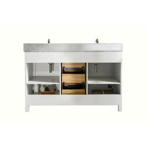 Legion Furniture WLF2154-W 54" WHITE FINISH DOUBLE SINK VANITY CABINET WITH CARRARA WHITE TOP