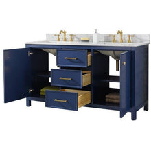 Load image into Gallery viewer, Legion Furniture WLF2160D-B 60&quot; BLUE FINISH DOUBLE SINK VANITY CABINET WITH CARRARA WHITE TOP