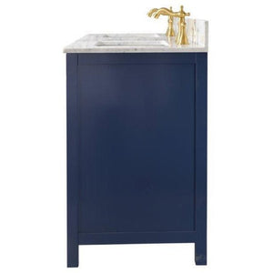 Legion Furniture WLF2160D-B 60" BLUE FINISH DOUBLE SINK VANITY CABINET WITH CARRARA WHITE TOP