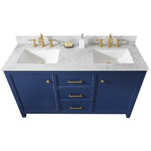 Load image into Gallery viewer, Legion Furniture WLF2160D-B 60&quot; BLUE FINISH DOUBLE SINK VANITY CABINET WITH CARRARA WHITE TOP