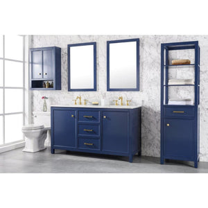 Legion Furniture WLF2160D-B 60" BLUE FINISH DOUBLE SINK VANITY CABINET WITH CARRARA WHITE TOP