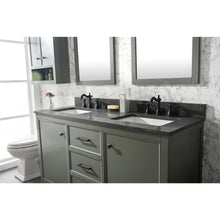 Load image into Gallery viewer, Legion Furniture WLF2160D-PG 60&quot; PEWTER GREEN FINISH DOUBLE SINK VANITY CABINET WITH BLUE LIME STONE TOP